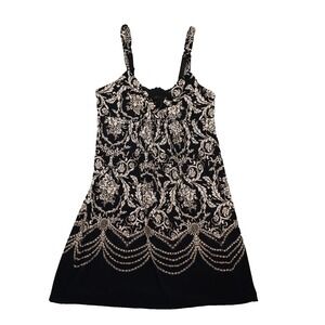 Soma Black White Floral Night Gown Chemise Adjustable Straps Women's Small